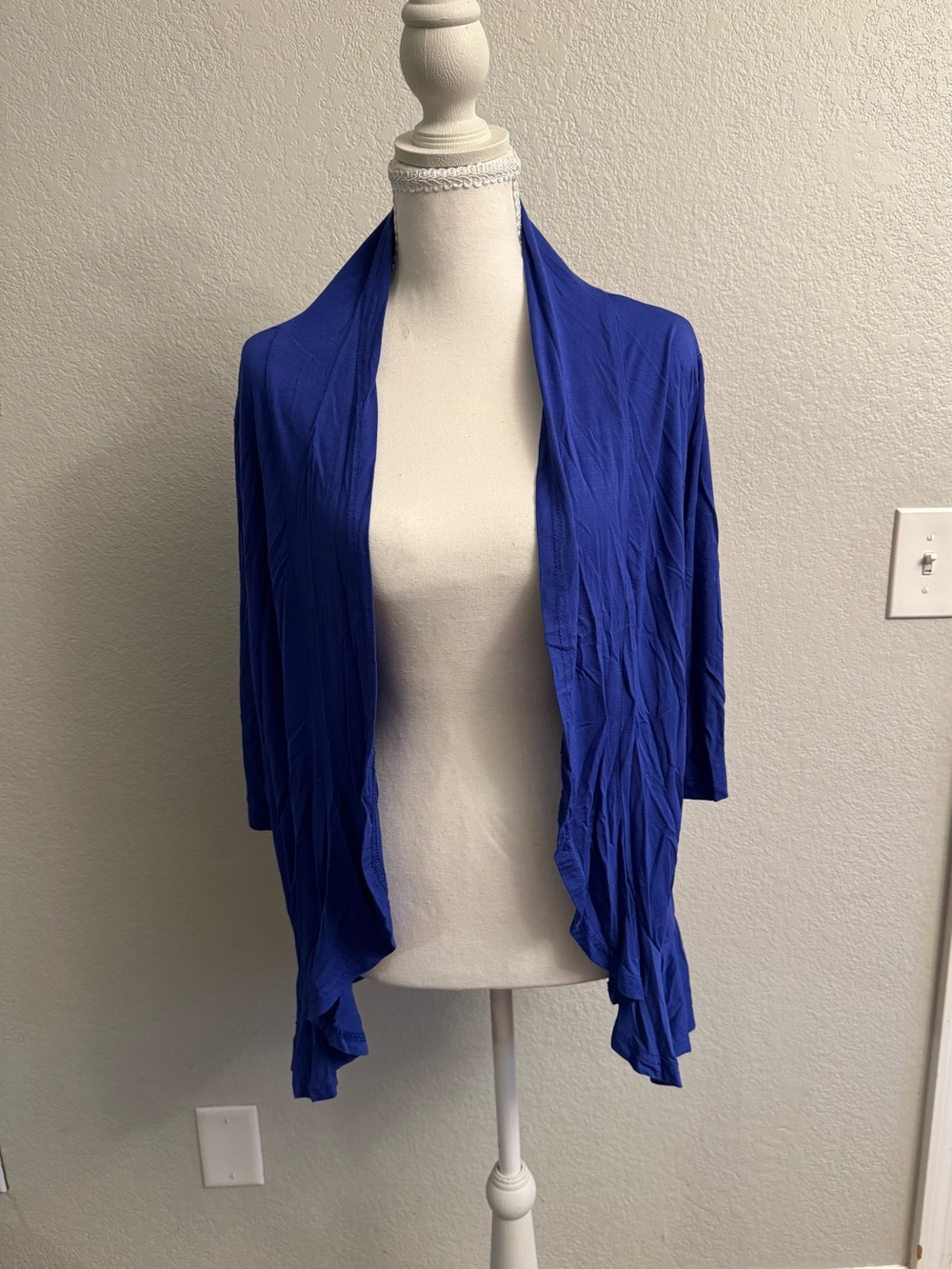 Open-Front Draped Cardigan in Royal Blue